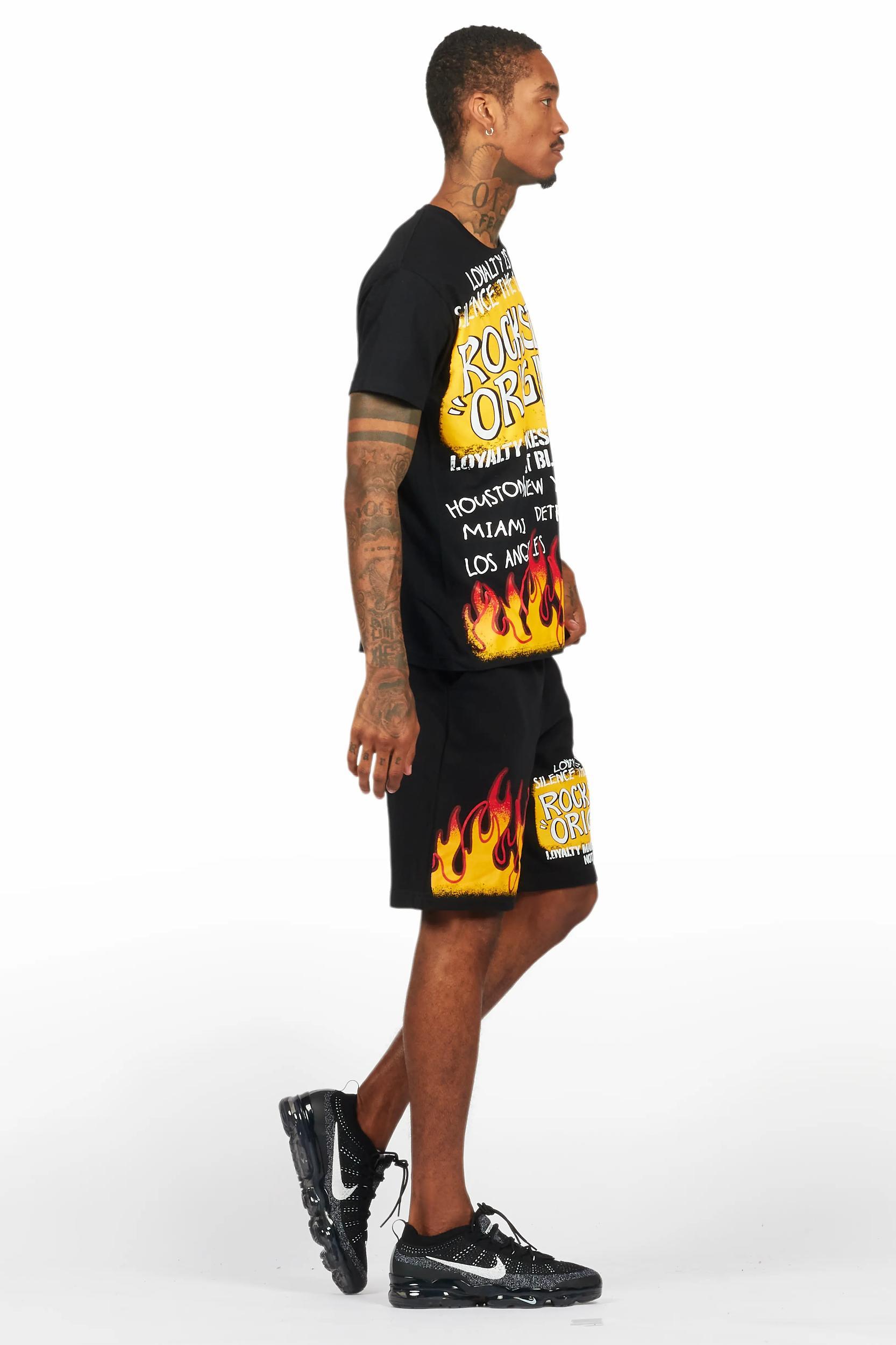 Beno Black Graphic T-Shirt Short Set Male Product Image