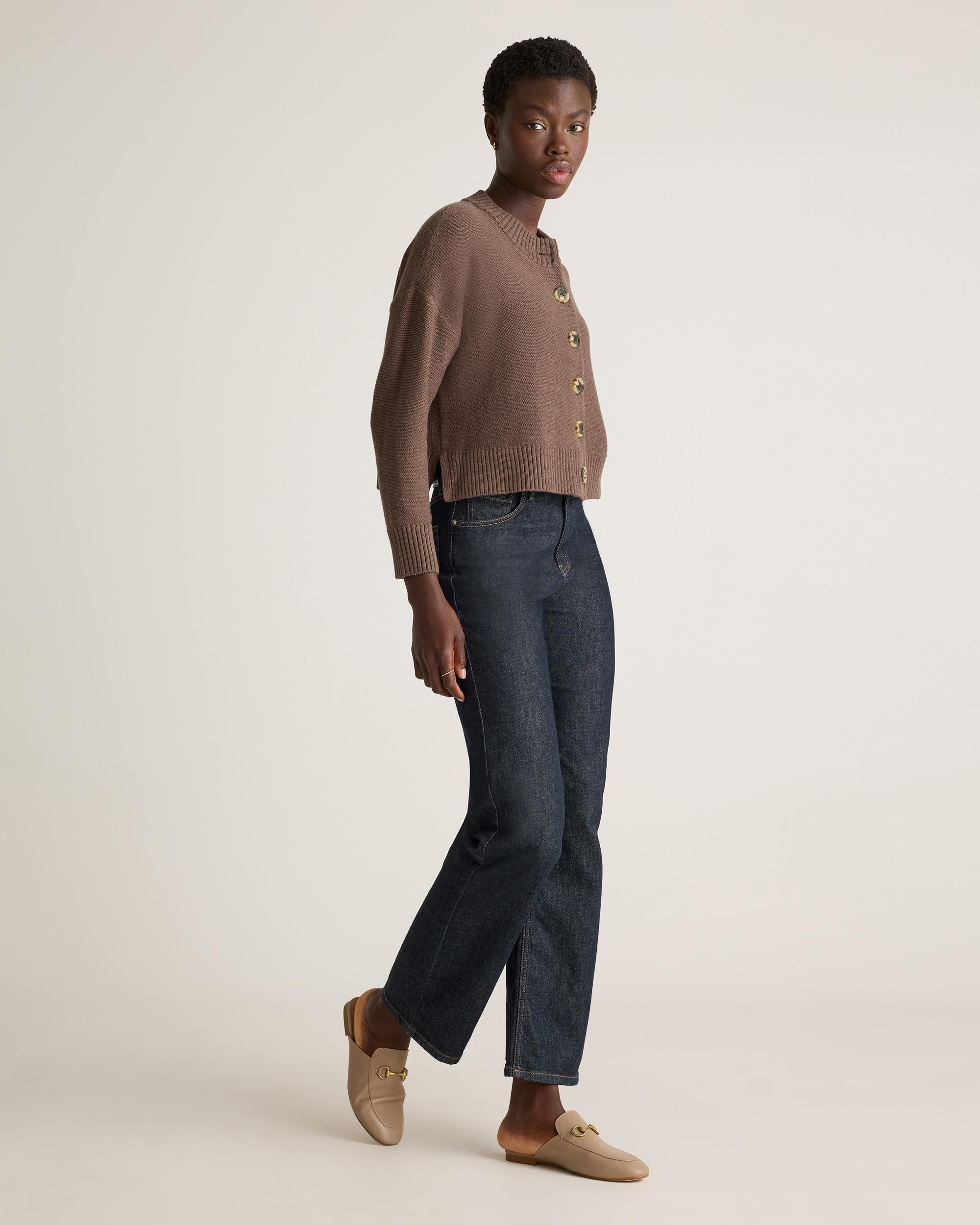 Quince | Women's Cropped Cardigan Sweater Size XL, Organic Cotton Product Image