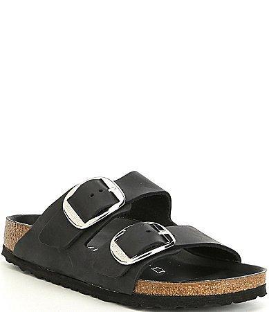 Birkenstock Womens Arizona Oiled Leather Big Buckle Detail Slide Sandals Product Image