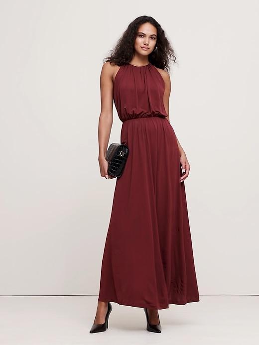 Crepe Knit Cut-Out Maxi Dress Product Image