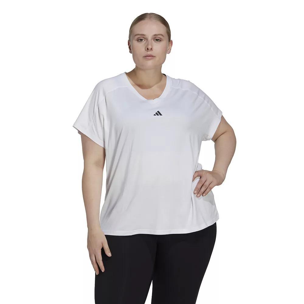 Plus Size adidas AEROREADY Training Essentials V-Neck Tee, Women's, Size: 3XL, White Product Image