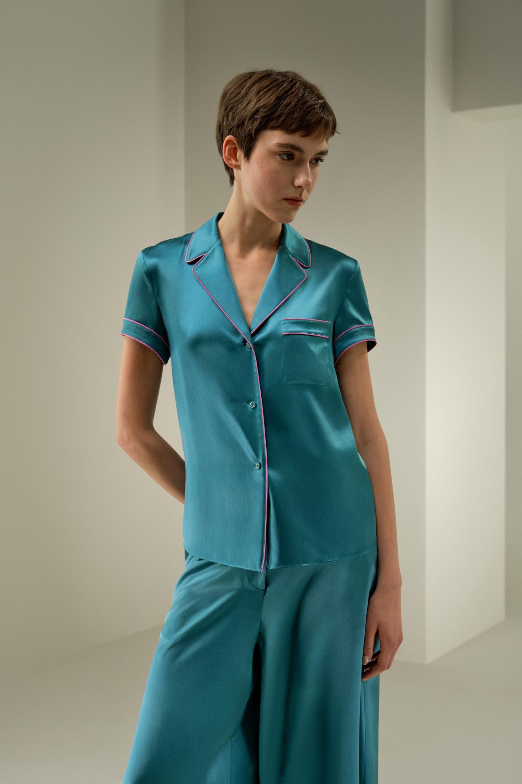 Contrast-Trimmed Silk Shirt Product Image