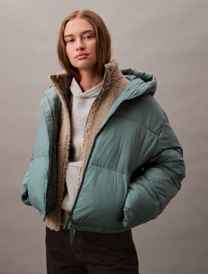 Calvin Klein Womens Short Hooded Puffer Jacket - Black - XXL Product Image