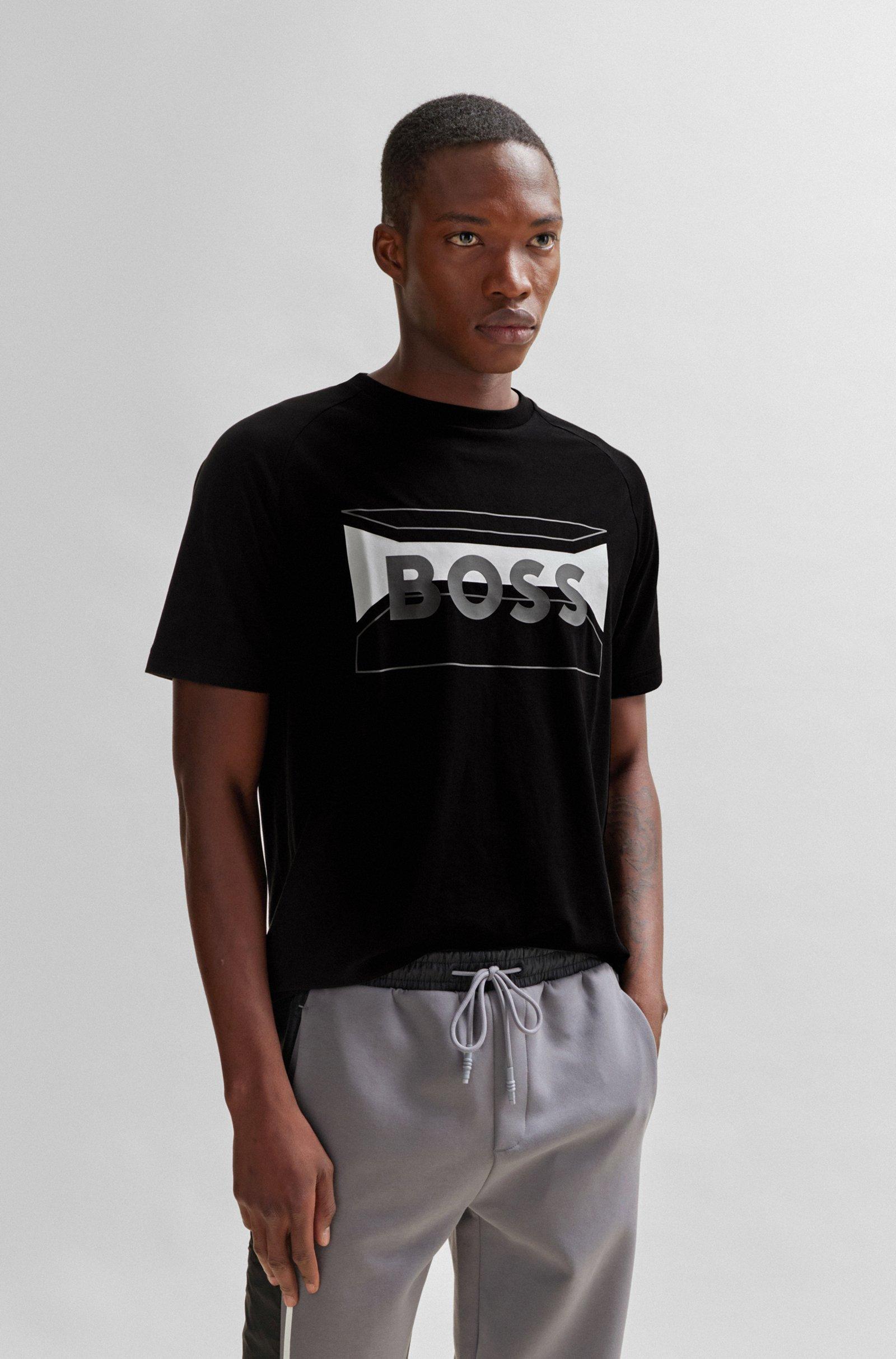 HUGO BOSS Logo-print Jersey T-shirt In Black Product Image