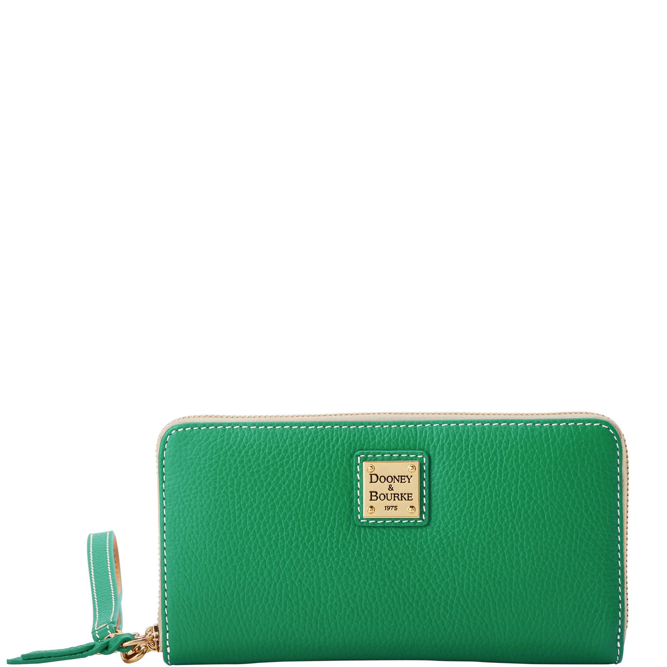 Dooney & Bourke Womens Lucca Leather Large Zip Around Wristlet in Caramel Product Image