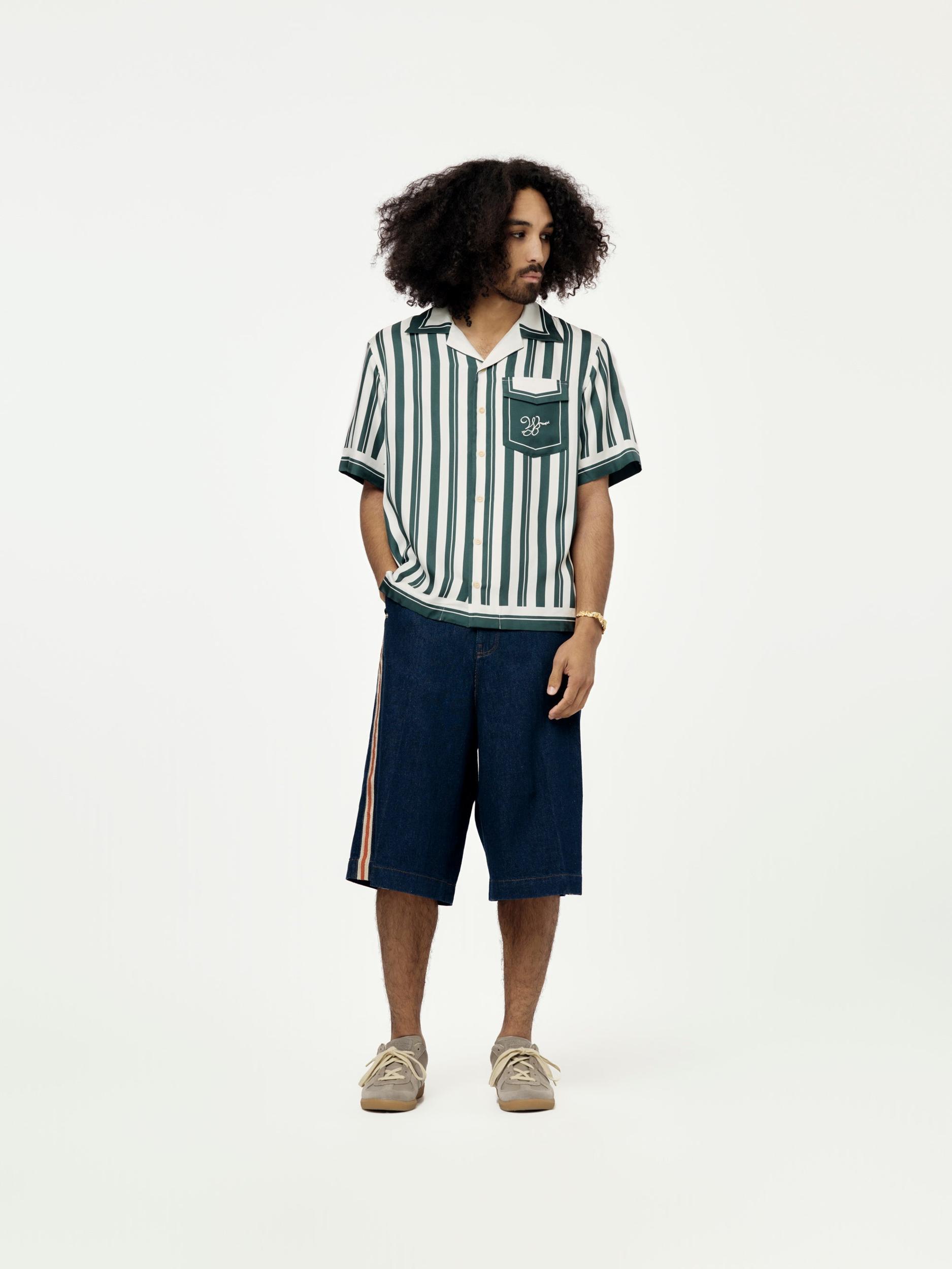 June Bowling Shirt (Ivory/Green) Product Image