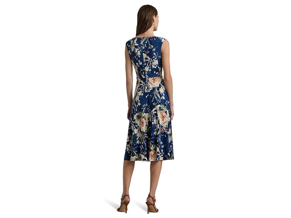 Lauren Ralph Lauren Floral Twist-Front Stretch Jersey Dress Multi) Women's Dress Product Image