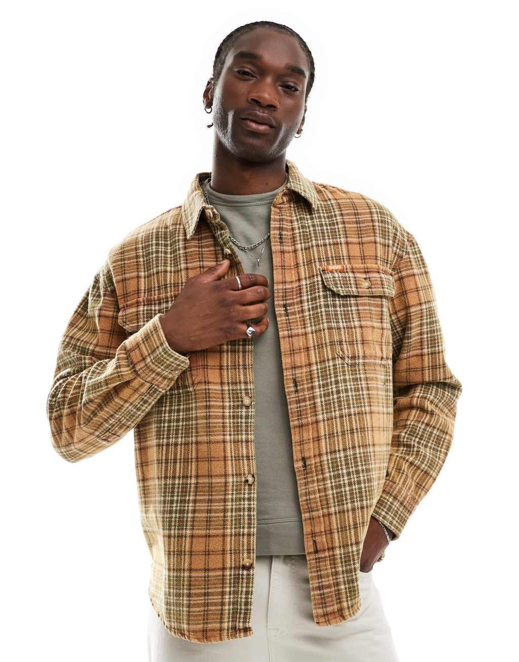 Deus Ex Machina vacay check shirt in multi stripe  Product Image