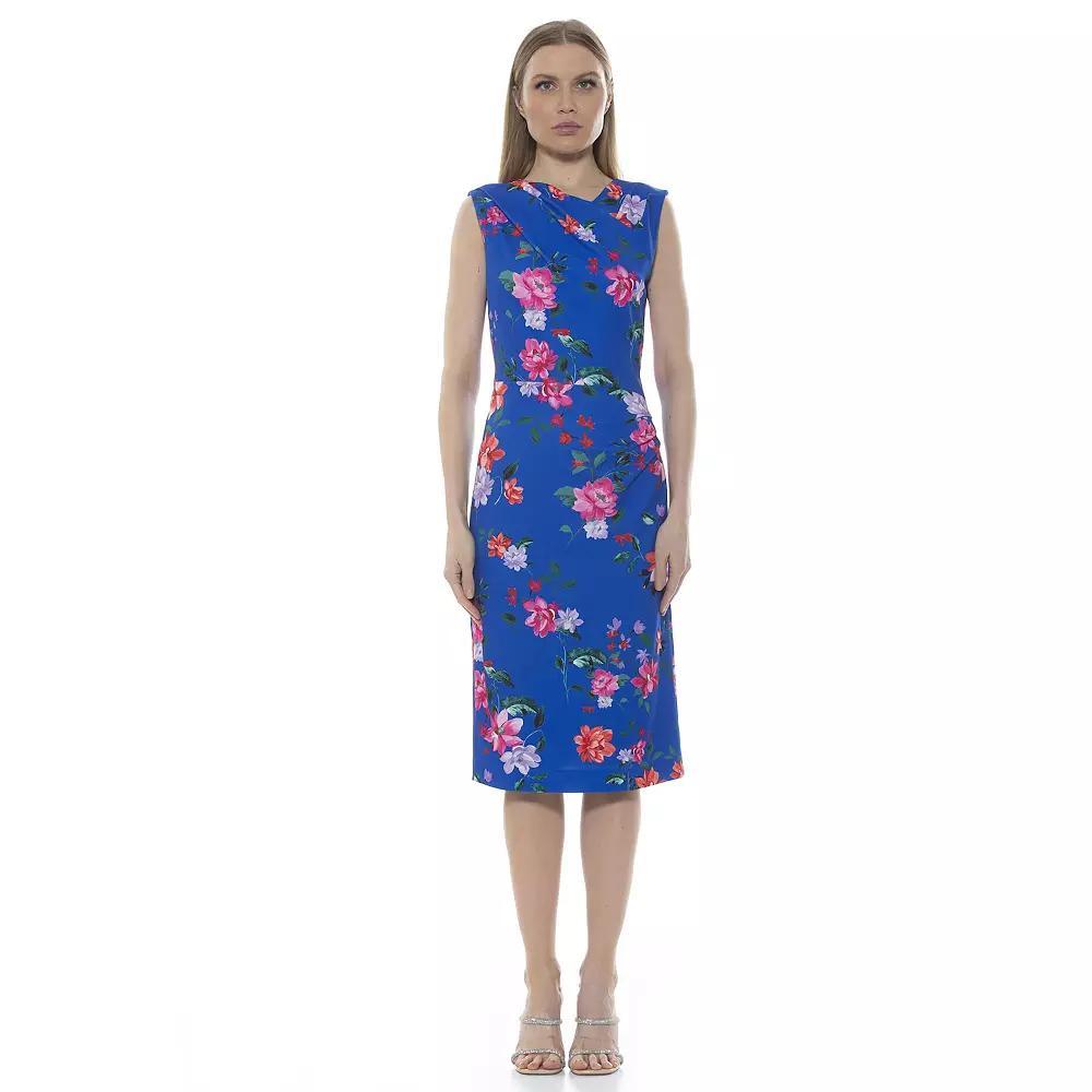 Women's ALEXIA ADMOR Khloe Ruched Midi Sheath Dress, Size: Large, Green Product Image