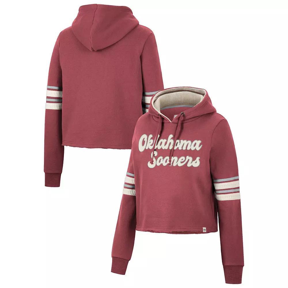 Women's Colosseum Crimson Oklahoma Sooners Retro Cropped Pullover Hoodie, Size: Large, Red Product Image