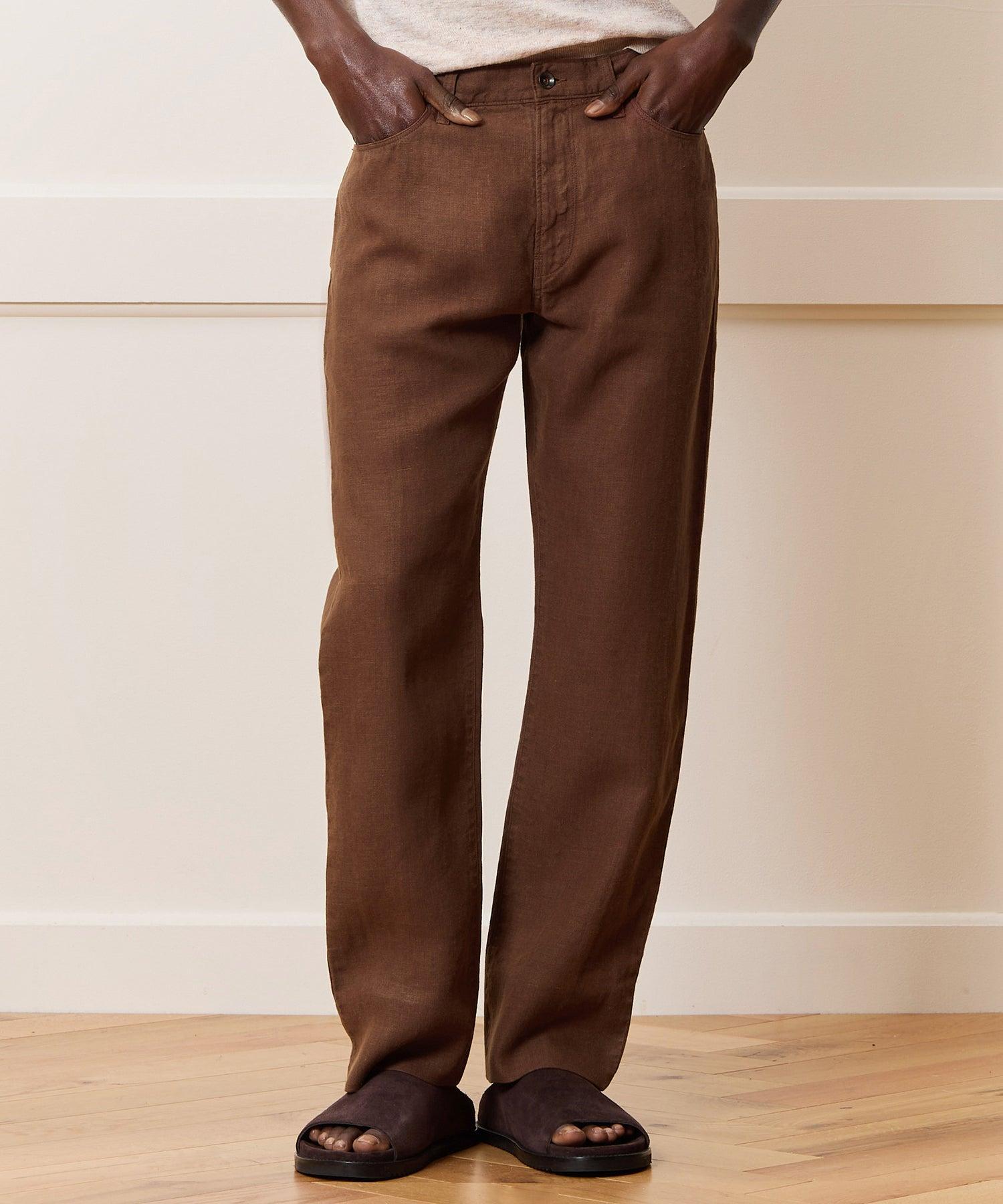 Vintage Straight Fit 5-Pocket Linen Pant Male Product Image
