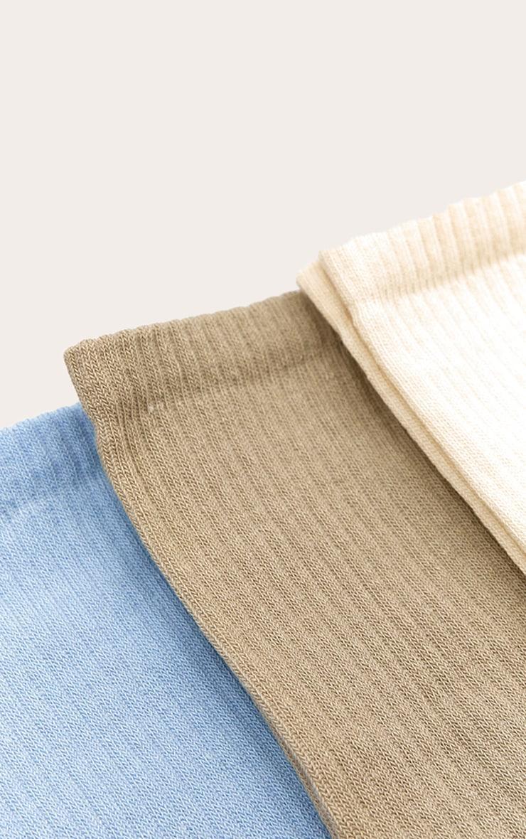 PRETTYLITTLETHING Natural Tonal 3 Pack Ankle Sock Product Image