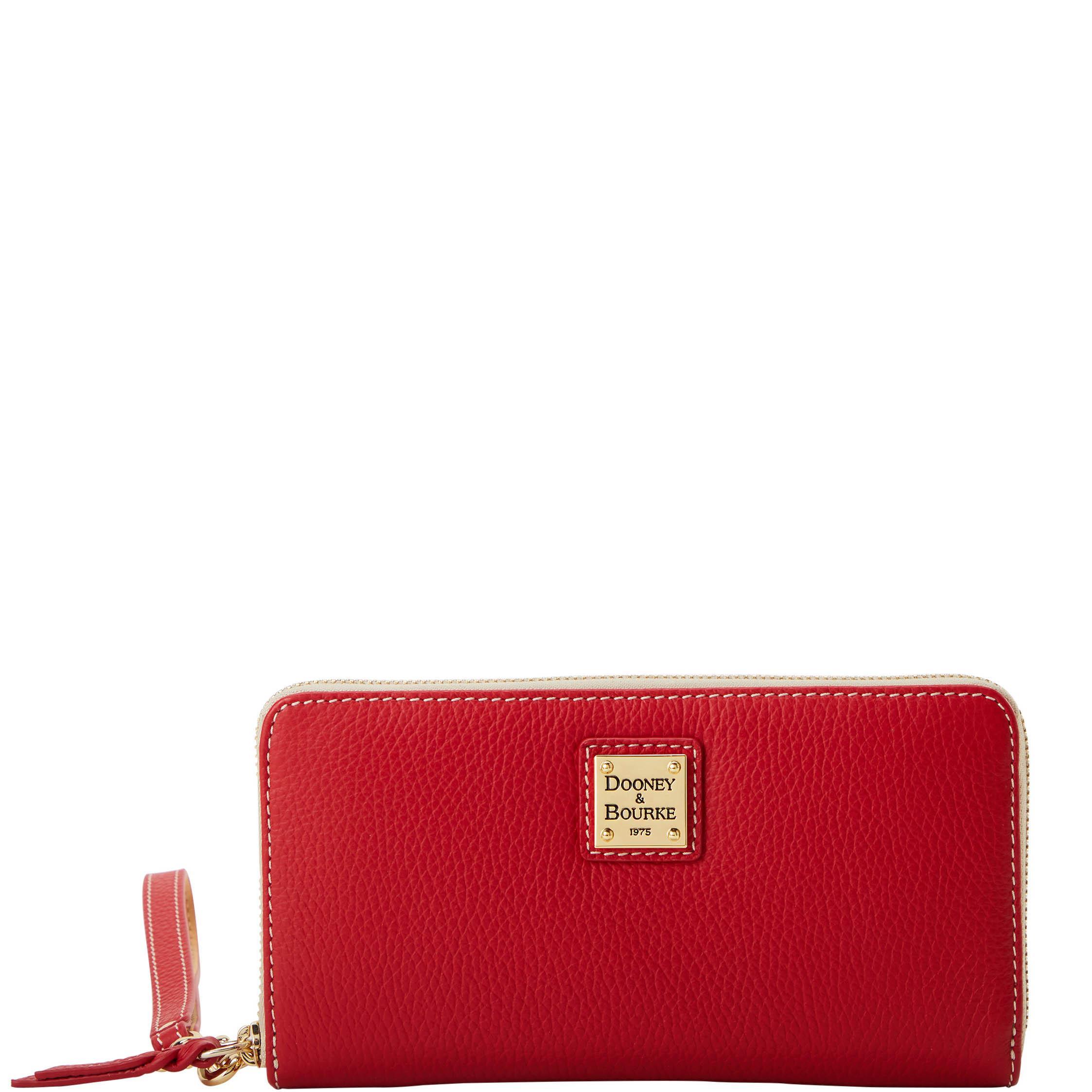Dooney & Bourke Womens Lucca Leather Large Zip Around Wristlet in Red Product Image