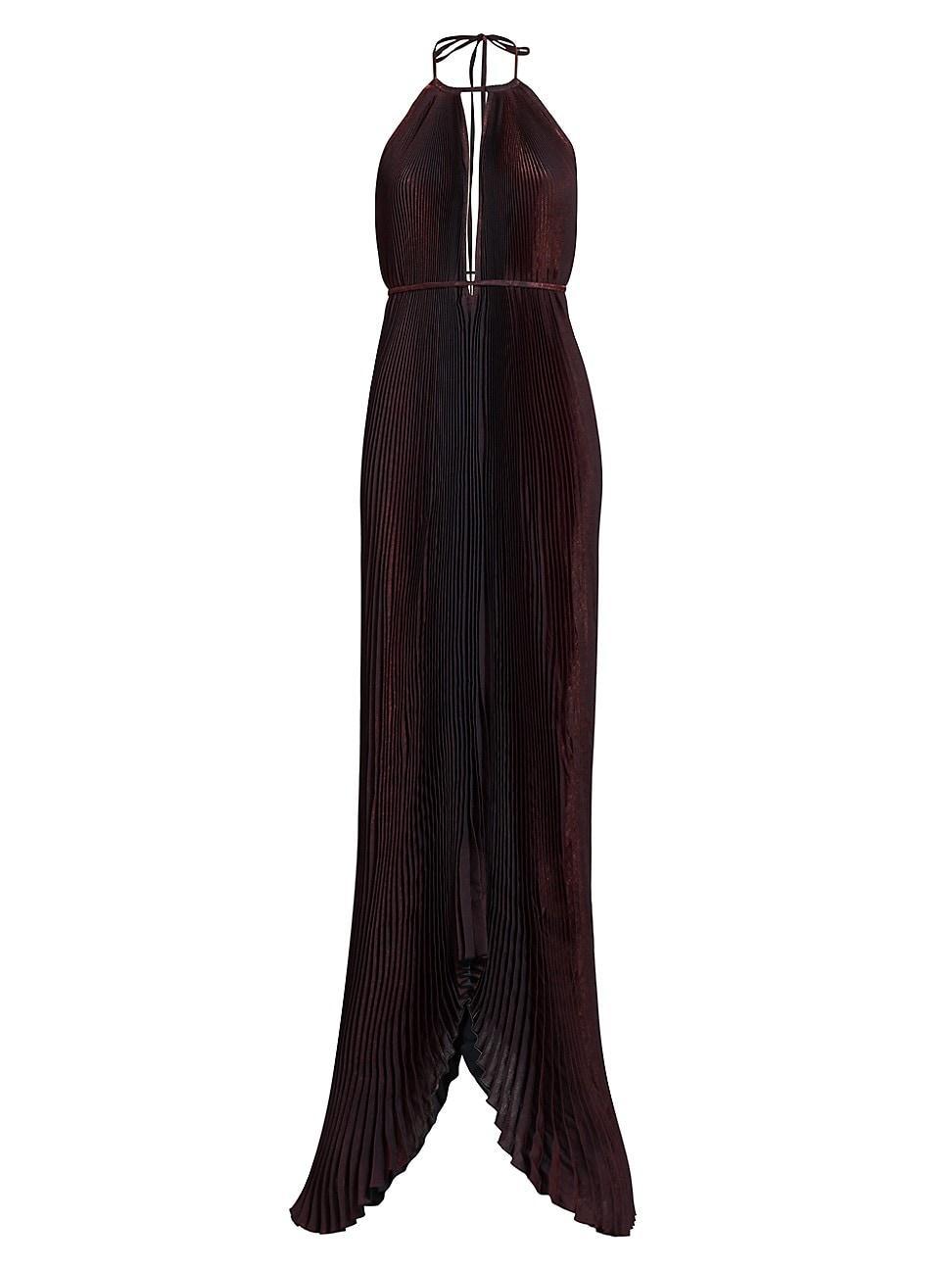 Womens La Fete Boheme Shimmer Pleated Halterneck Gown Product Image