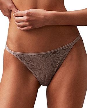 Calvin Klein Women's Sheer Marquisette Lace High Leg Tanga - Pink - L Product Image