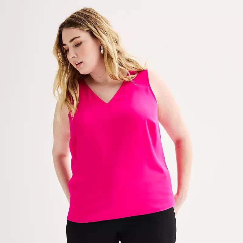 Plus Size Nine West Essential V-Neck Tank Top, Women's, Size: 0X, Ivory Tusk Product Image
