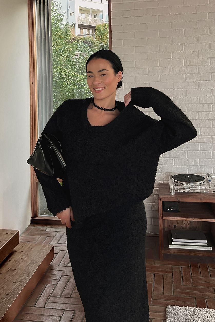 Scoop Neck Knitted Sweater Product Image