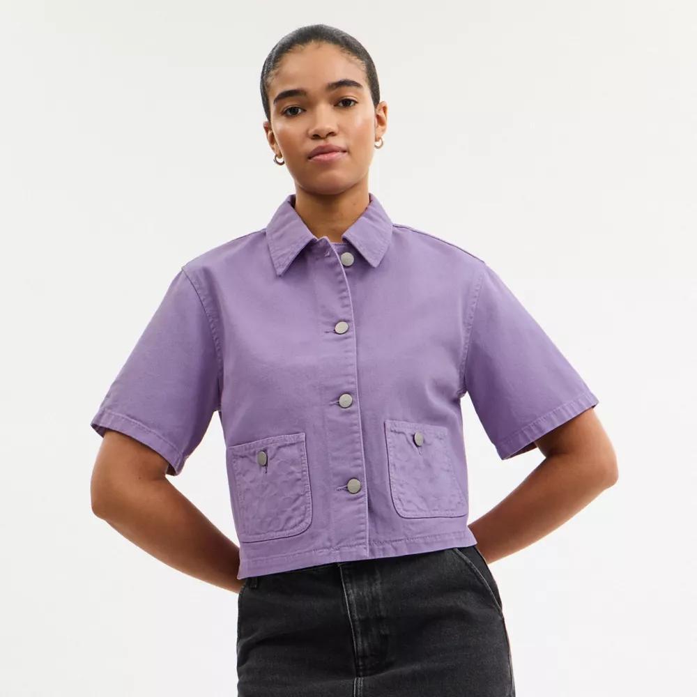 Denim Short Sleeve Top Product Image