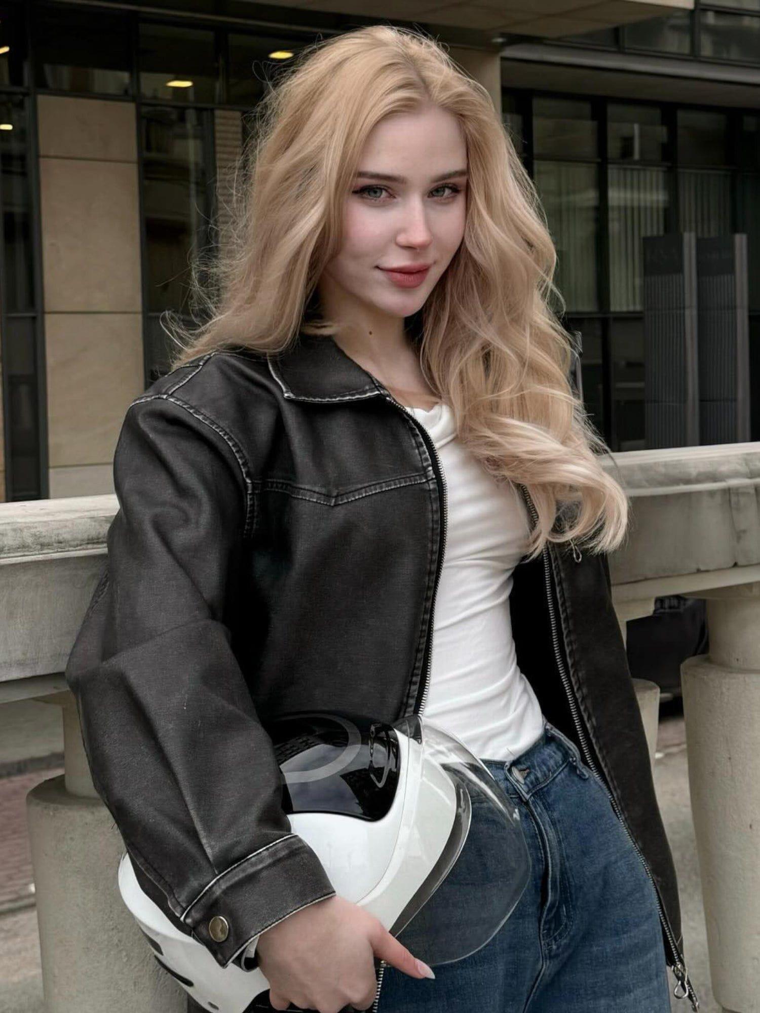 Aelfric Eden Washed Faux Leather Jacket Product Image