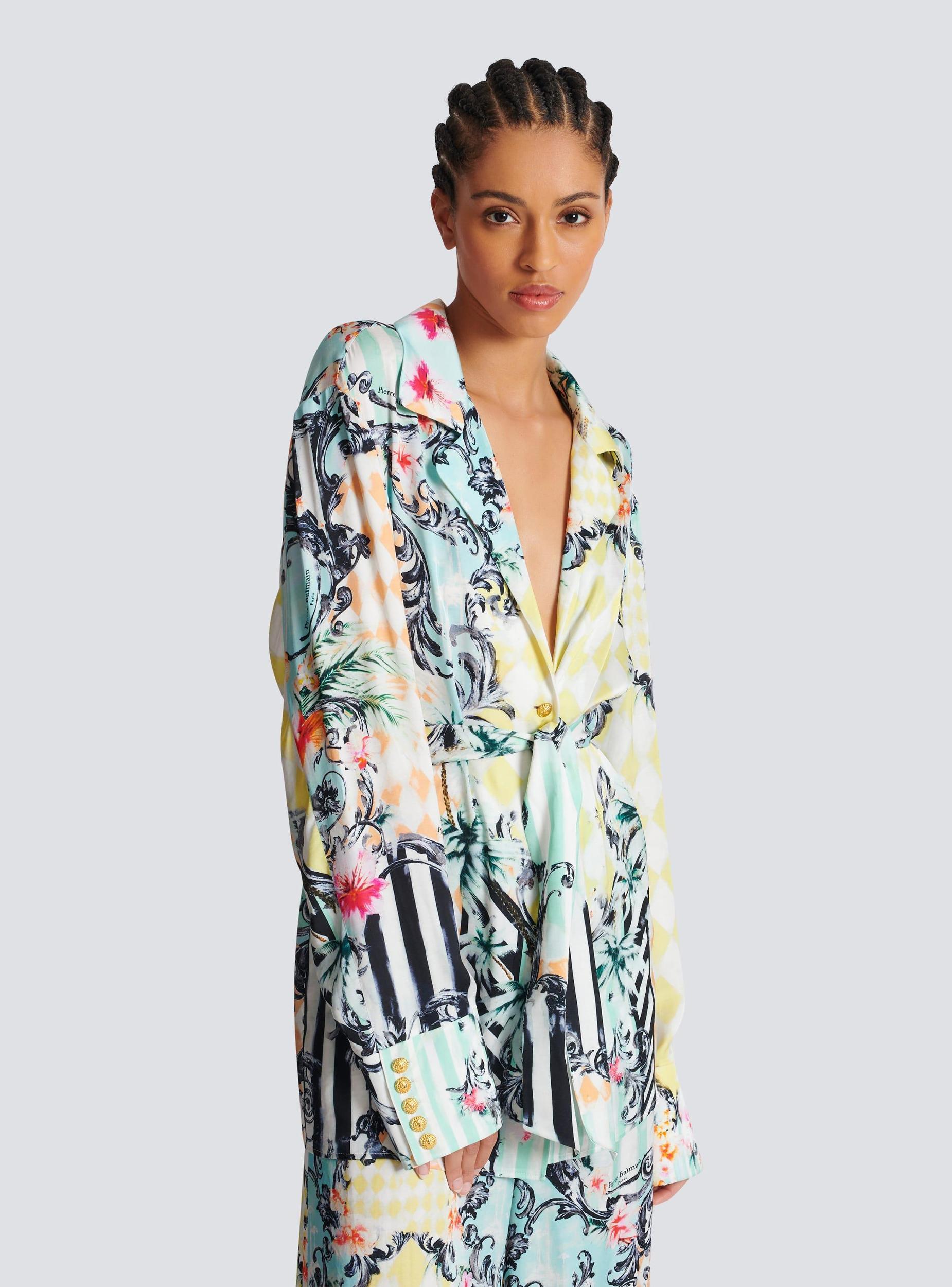 Loose belted shirt with Baroque print Product Image