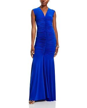 Womens Sleeveless Shirred Fishtail Gown Product Image