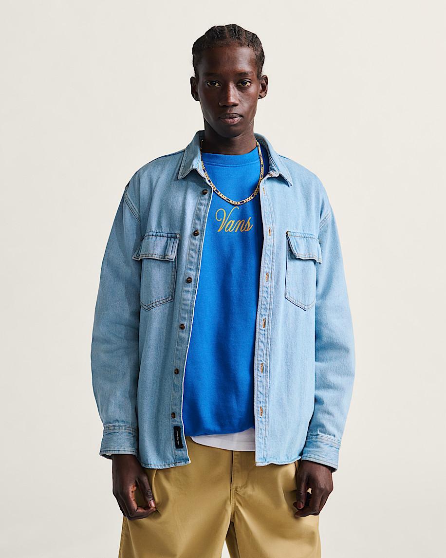 Palmhill Denim Long Sleeve Shirt in Light Denim Blue| Vans US Product Image