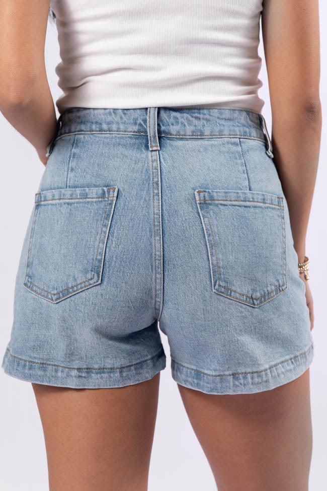 Come As You Are Light Wash Relaxed Fit Denim Shorts Product Image