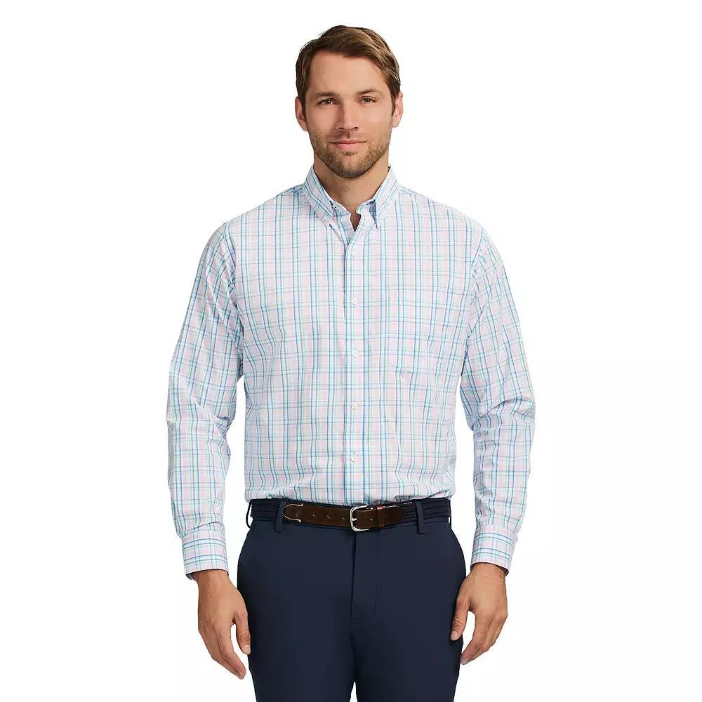Men's IZOD Performance Comfort Long Sleeve Button Down Woven Shirt, Size: Large, Mauveglow Plaid Product Image