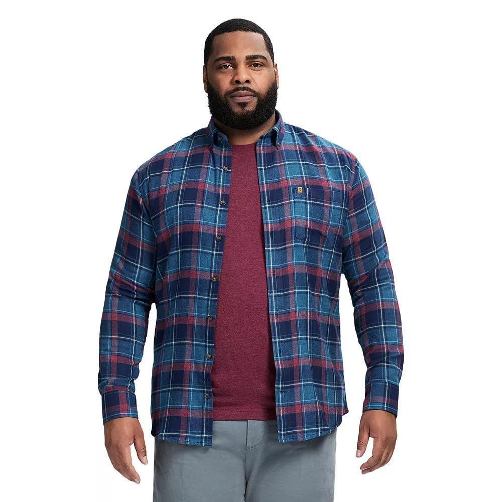 Big & Tall IZOD Stratton Flannel Long Sleeve Button Down Shirt, Men's, Size: 3XB, Bijou Blue Product Image
