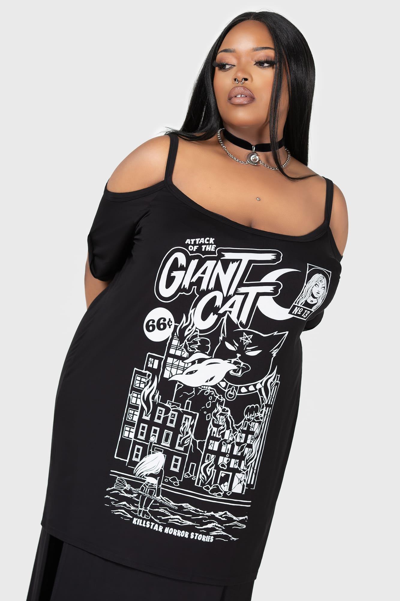 Cat Attack Distress Top - Resurrect Female Product Image
