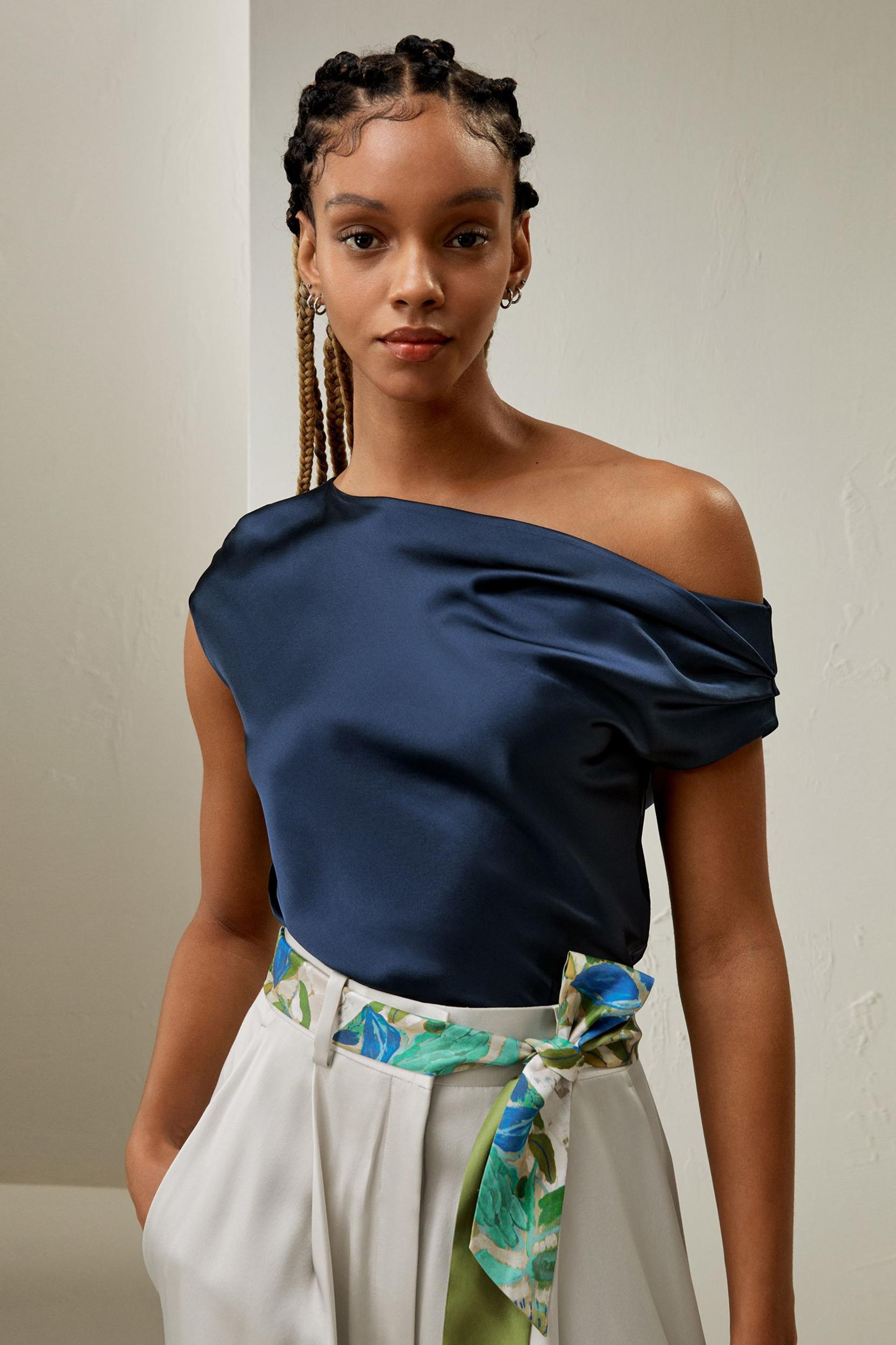 Boat Neck Silk Top Product Image