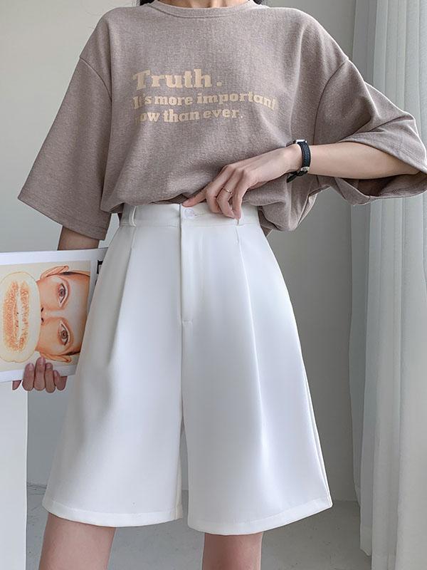 Stylish Solid Color High Waisted A-Line Wide Leg Trousers Product Image