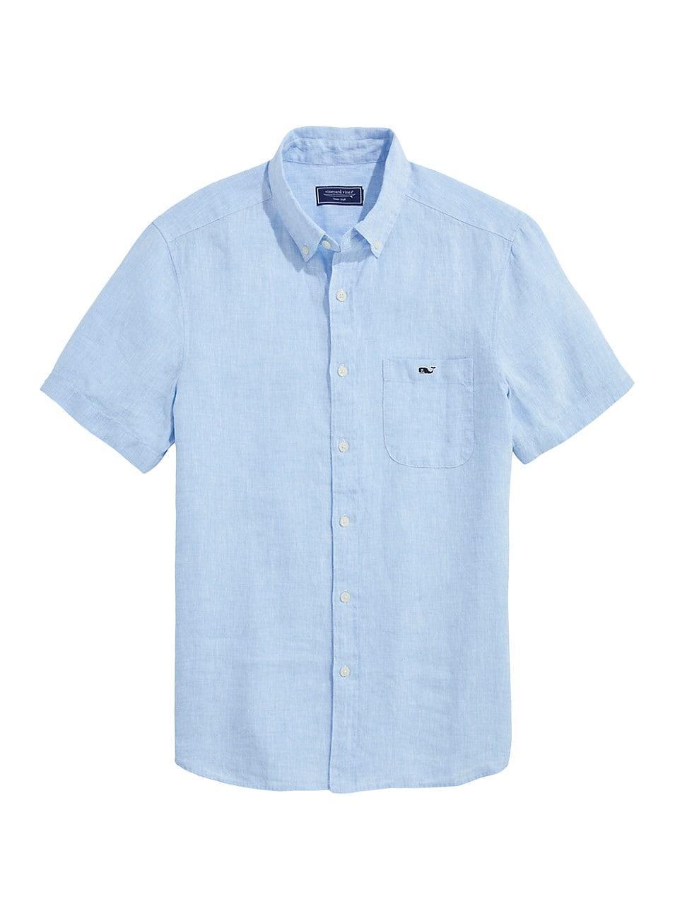 Vineyard Vines Button Down Short Sleeve Linen (Jake ) Men's Clothing Product Image
