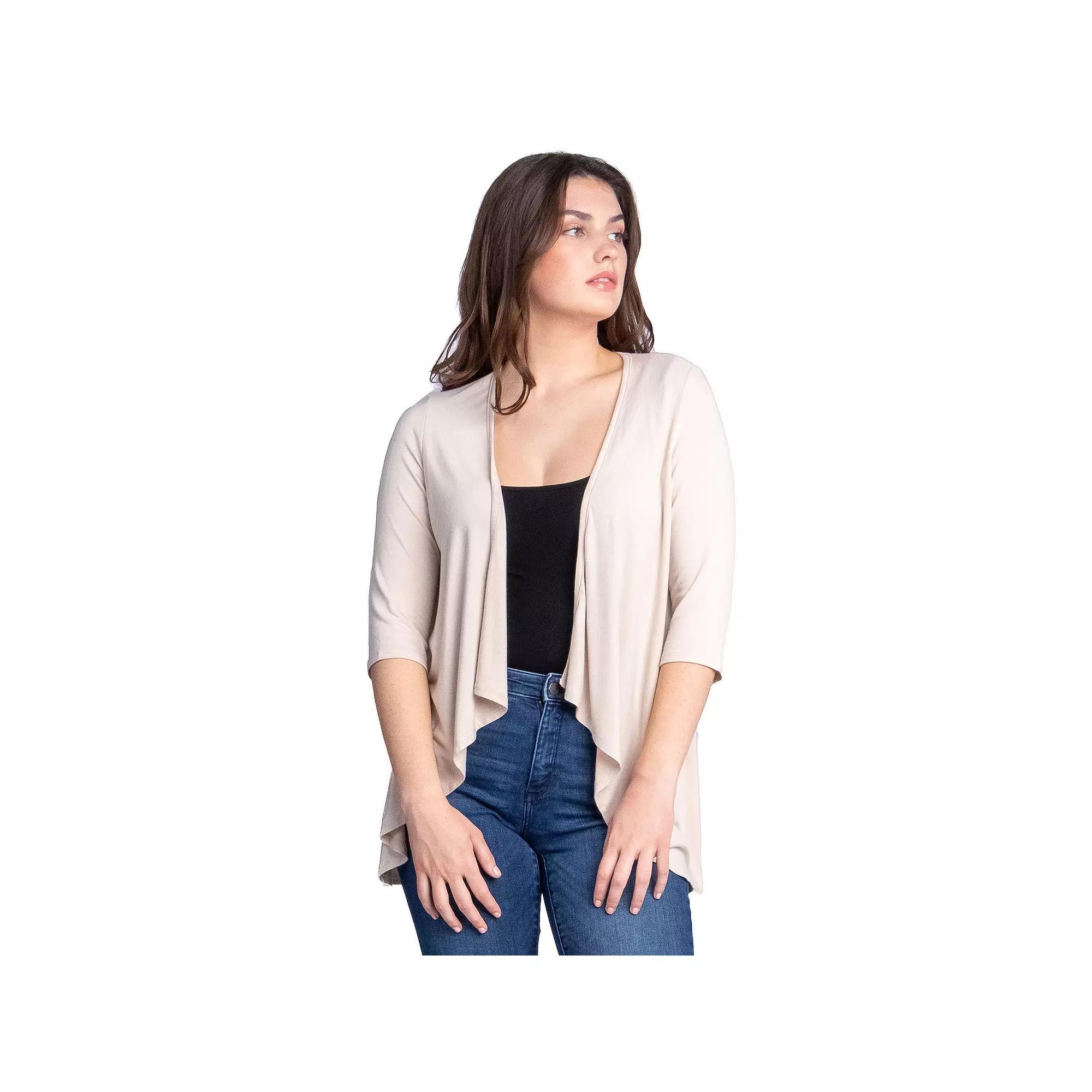 Womens 24Seven Comfort Apparel Elbow Length Sleeve Open Cardigan Red Product Image