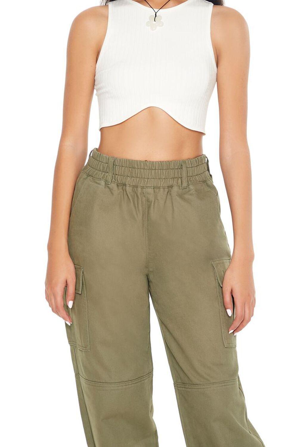 Twill Tie-Hem Cargo Pants | Forever 21 Product Image