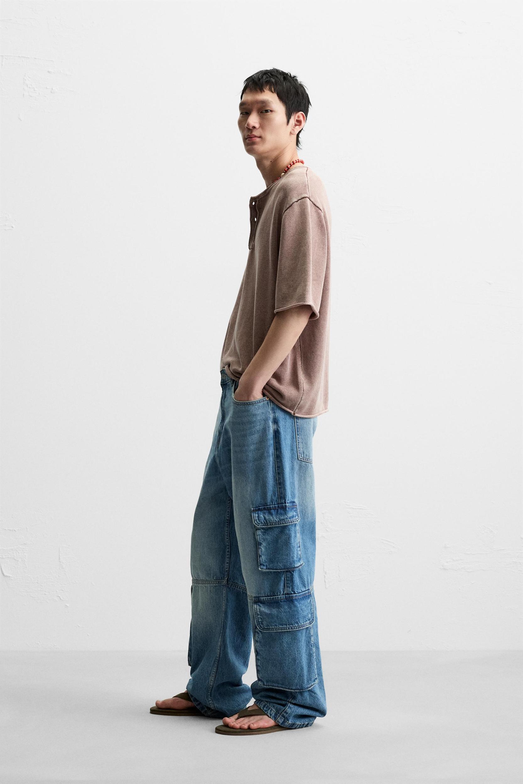 WASHED KNIT BUTTON-UP T-SHIRT Product Image