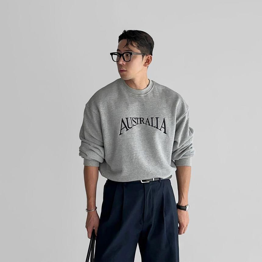 Crew Neck Lettering Embroidered Sweatshirt Product Image