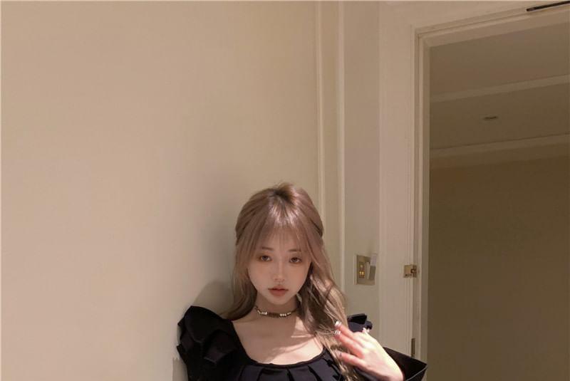Long-Sleeve Square Neck A-Line Romper Product Image