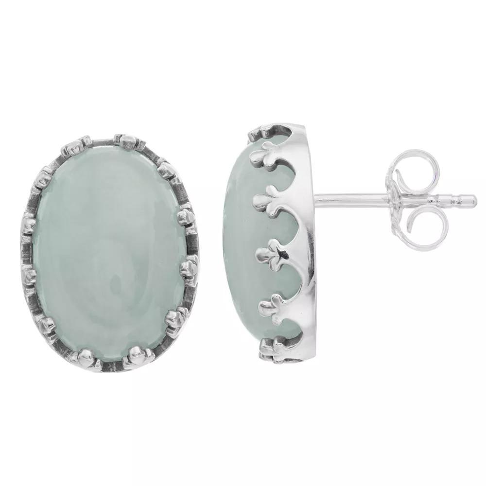 SIRI USA by TJM Sterling Silver Oval Jade Stud Earrings, Women's, Green Product Image