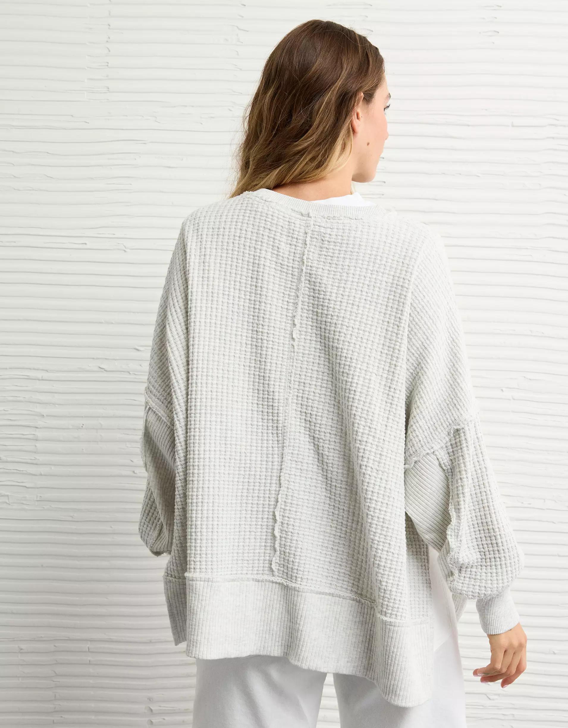 AE Big Hug Crew Neck Waffle Sweatshirt Product Image