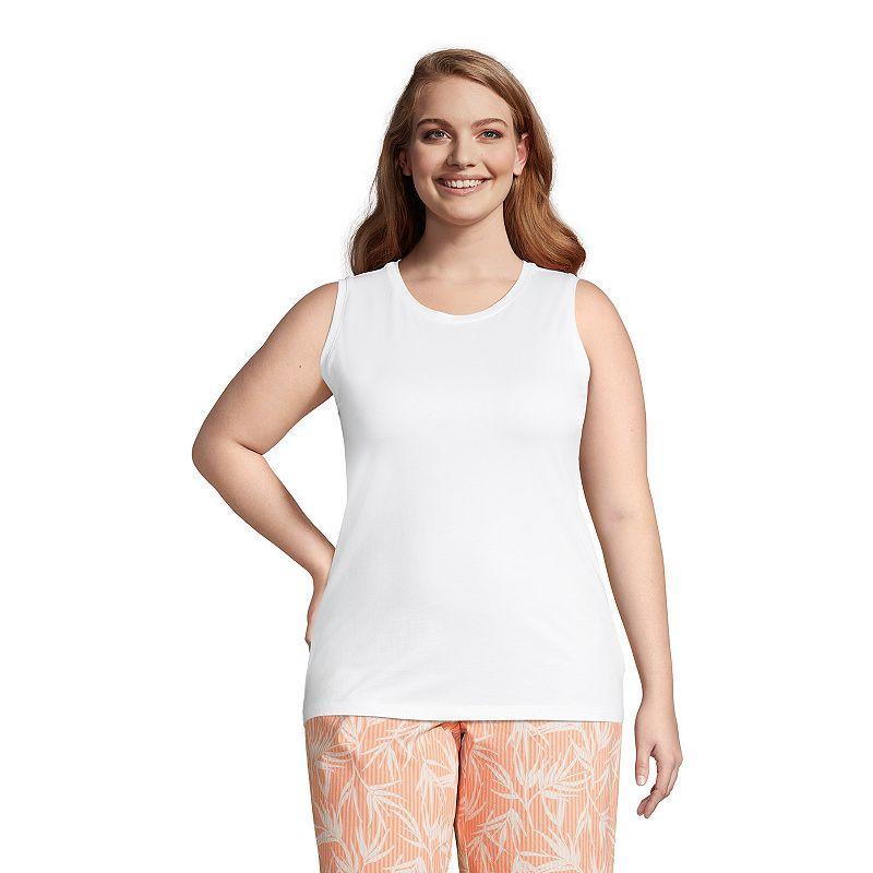 Plus Size Lands' End Power Performance Tunic Tank, Women's, Size: 2XL, White Product Image