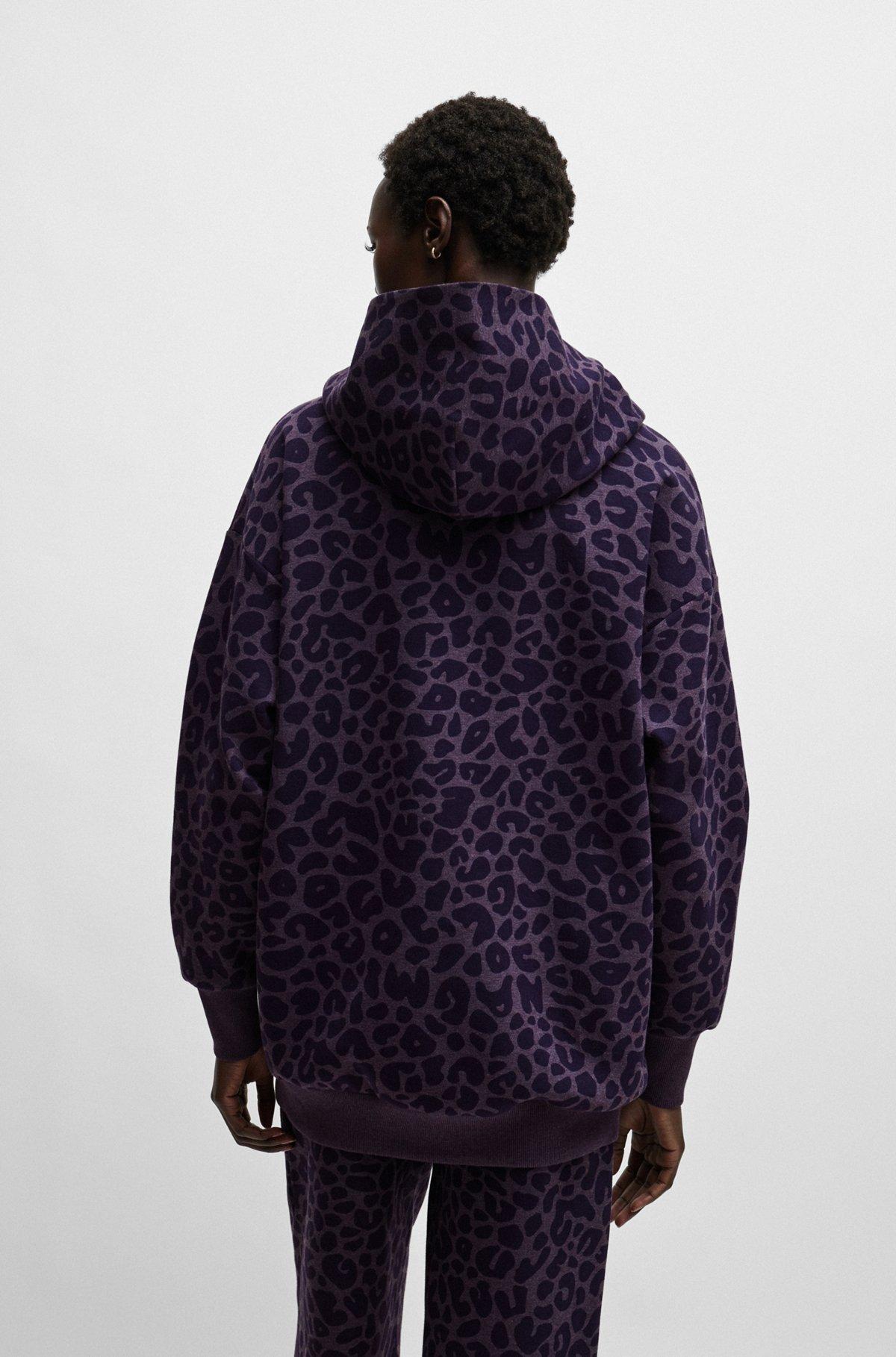 NAOMI x BOSS longline hoodie with leopard pattern Product Image