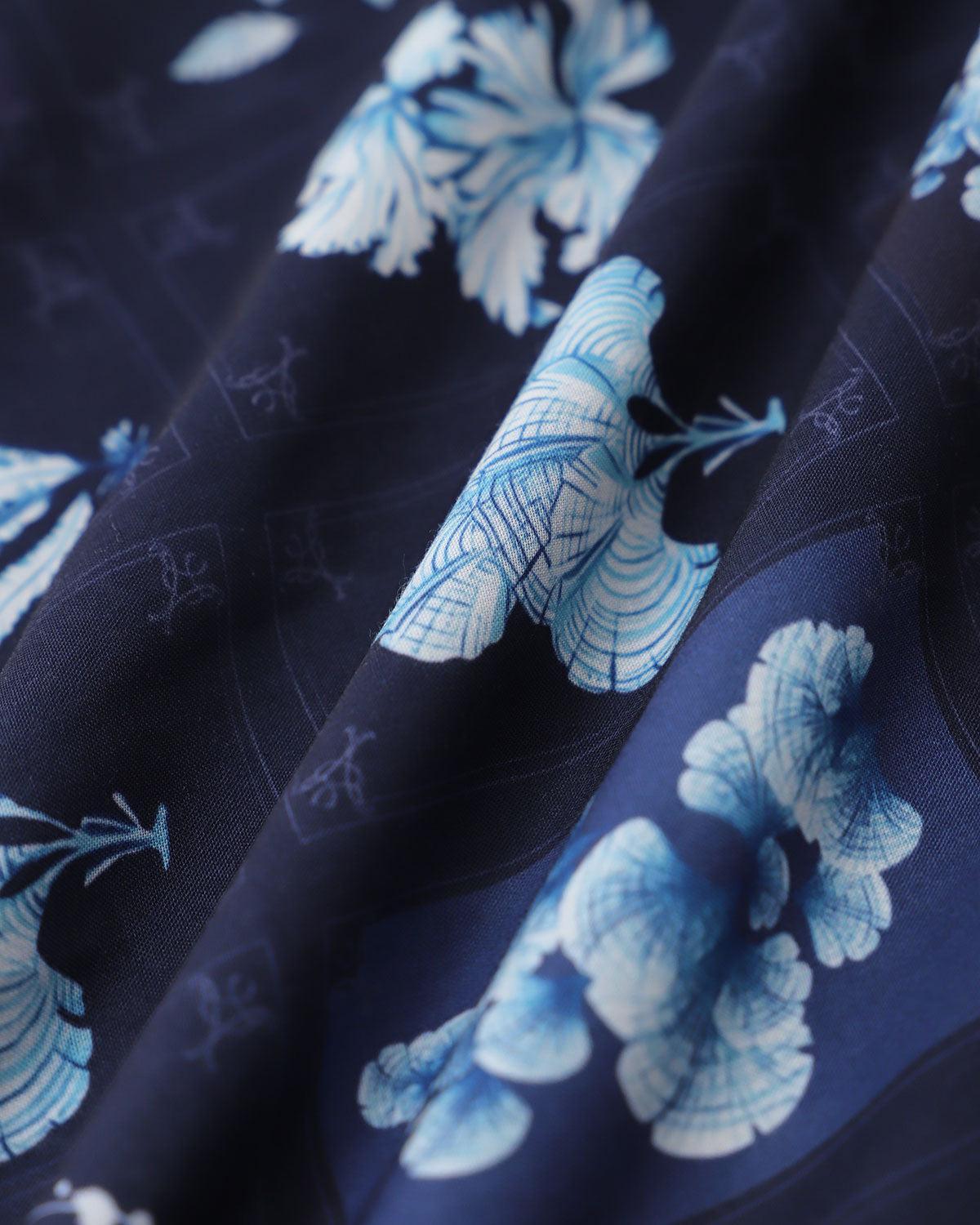 Blue Floral Ruched Bohemian Slip Maxi Dress Product Image