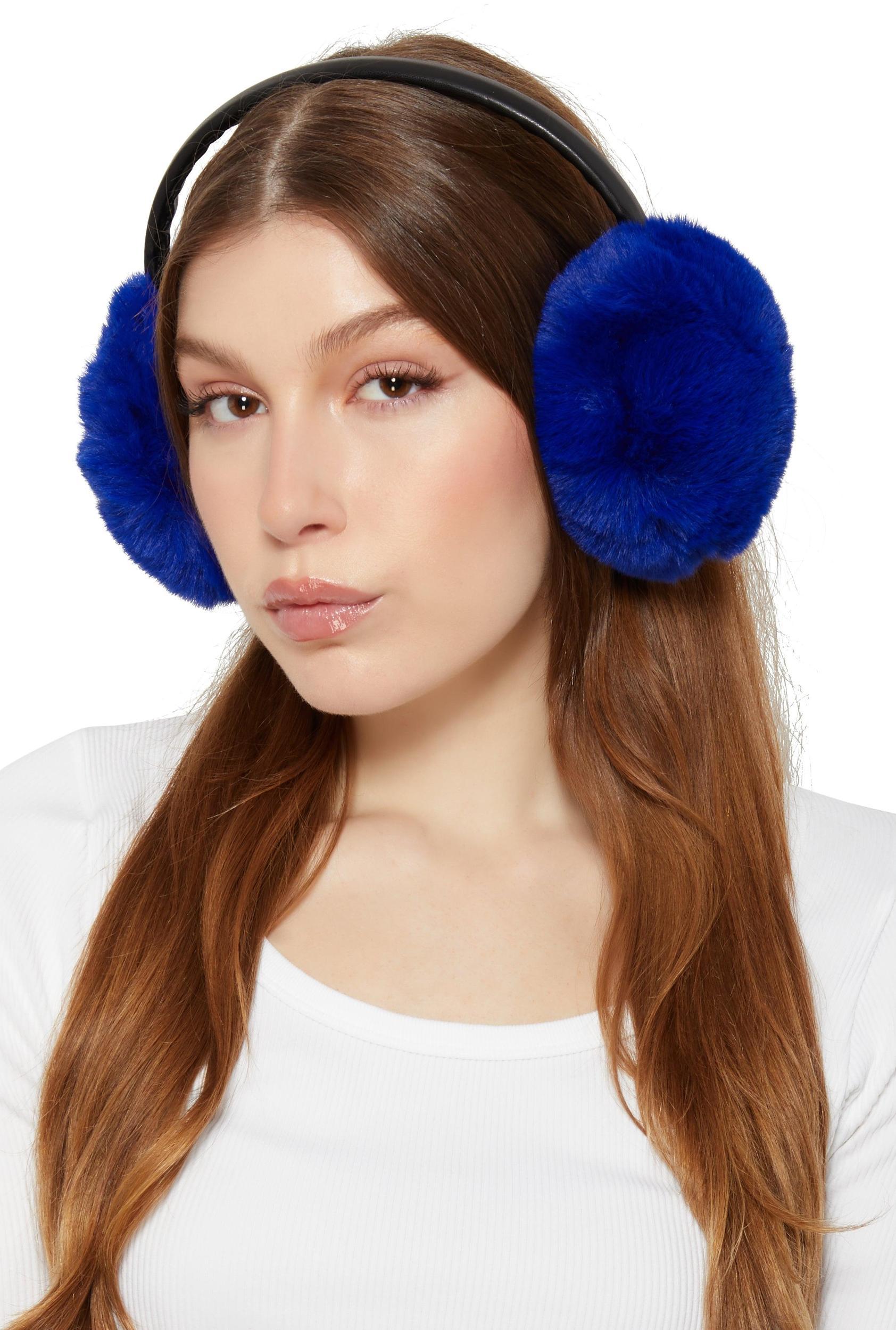 Faux Leather Band Faux Fur Earmuffs Female Product Image