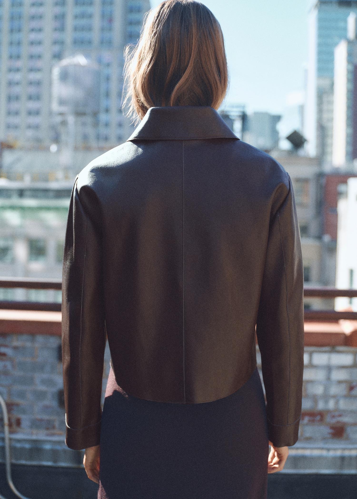 Leather-effect jacket with pockets - Women | MANGO USA Product Image