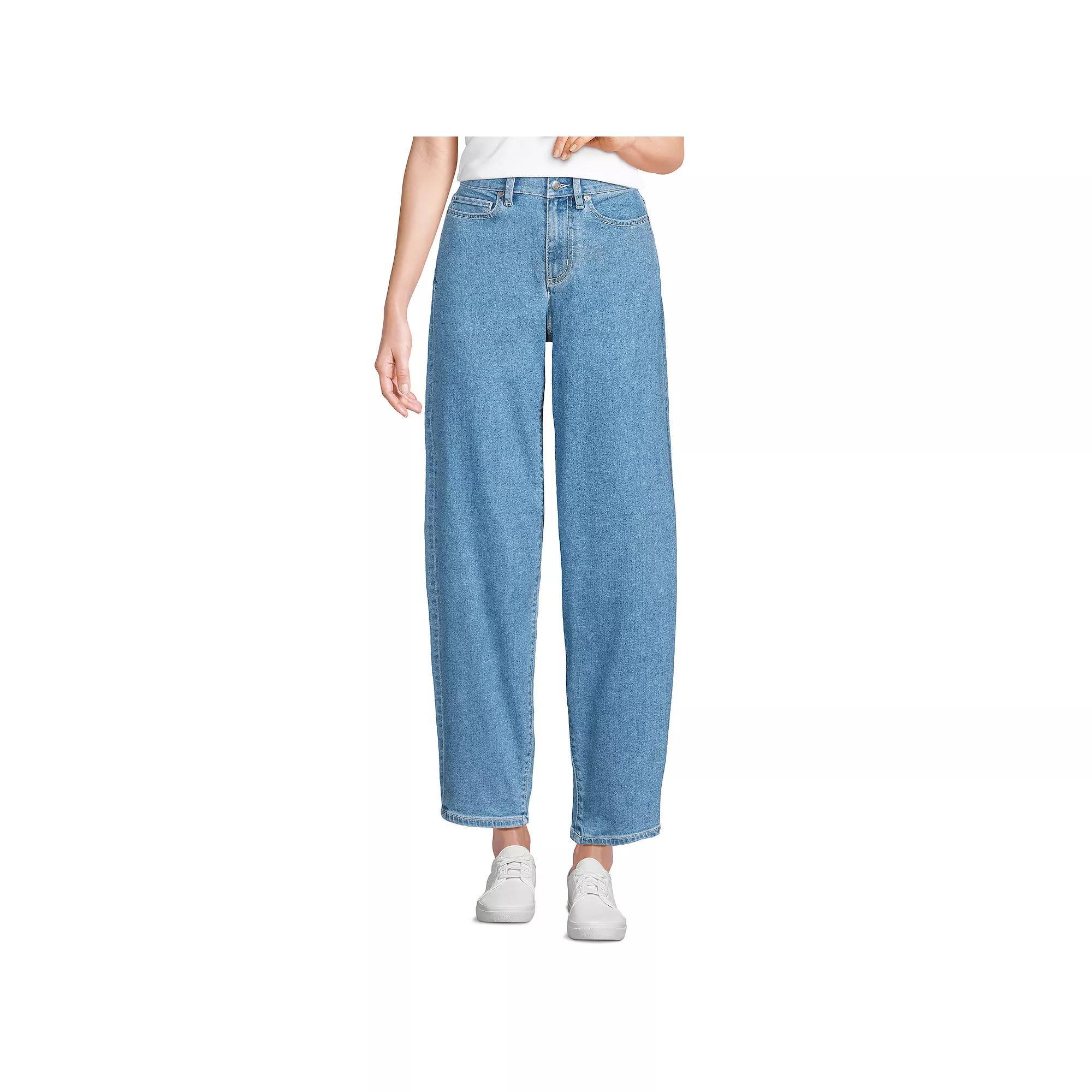 Women's Lands' End Denim Barrel Leg Ankle Jeans, Size: 12, Hutton Blue Wash Product Image