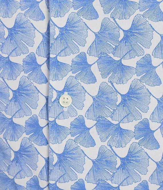Cremieux Blue Label Jersey Leaf Print Short Sleeve Coatfront Shirt Product Image
