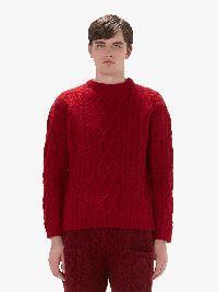 CABLE KNIT CREWNECK SWEATER in red | JW Anderson US  Product Image