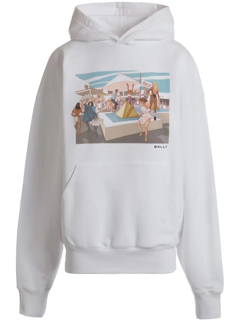 BALLY X Dj Leo Mas Dancing Amnesia-print Hoodie In White Product Image