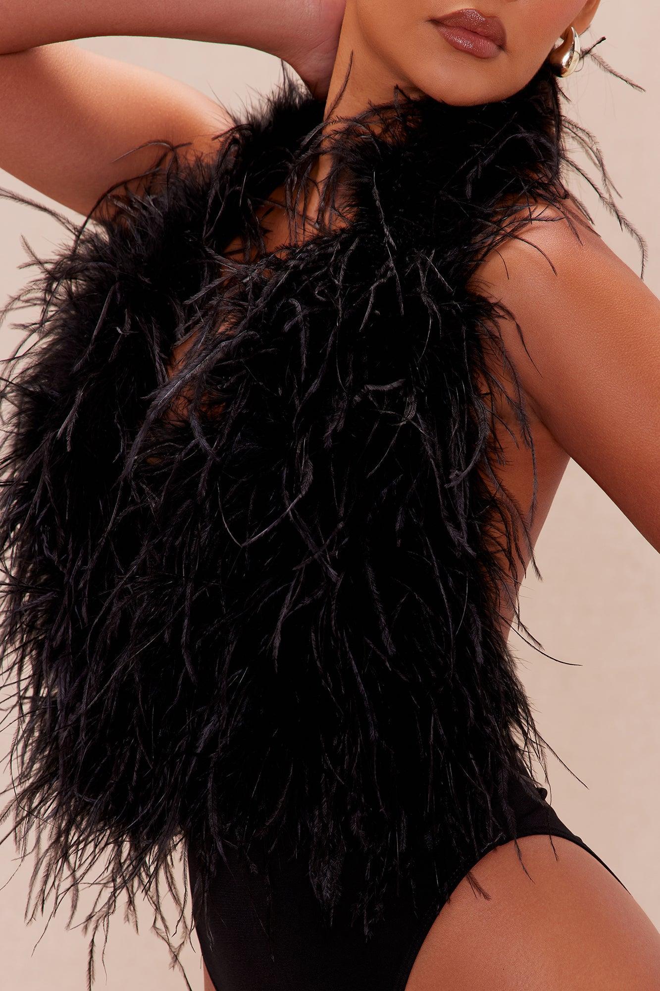 Fera Feather Bodysuit - Black Product Image